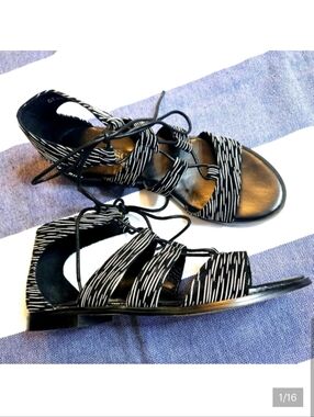 SENSO Genie Black And White Lace Up Sandals 37